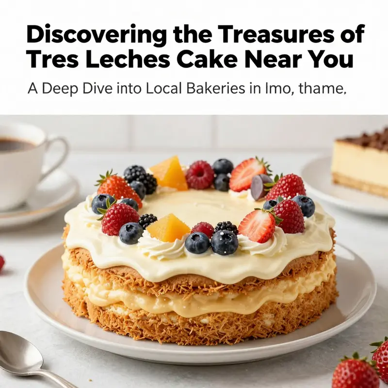 A decorated Tres Leches cake displayed on an elegant table setting, showcasing its deliciousness.