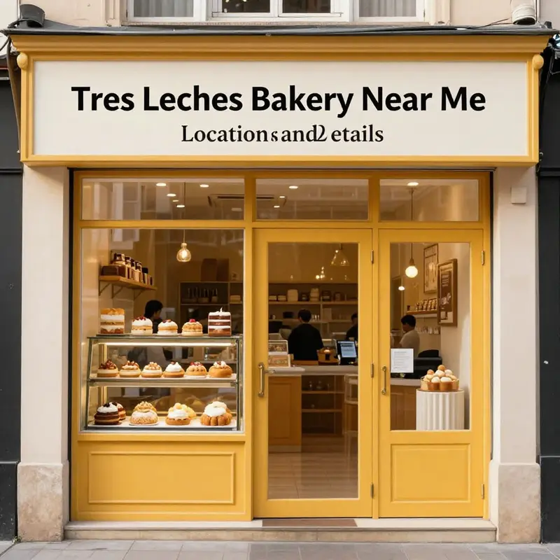 The inviting storefront of Tres Leches Bakery & Cafe in Kearny, NJ.