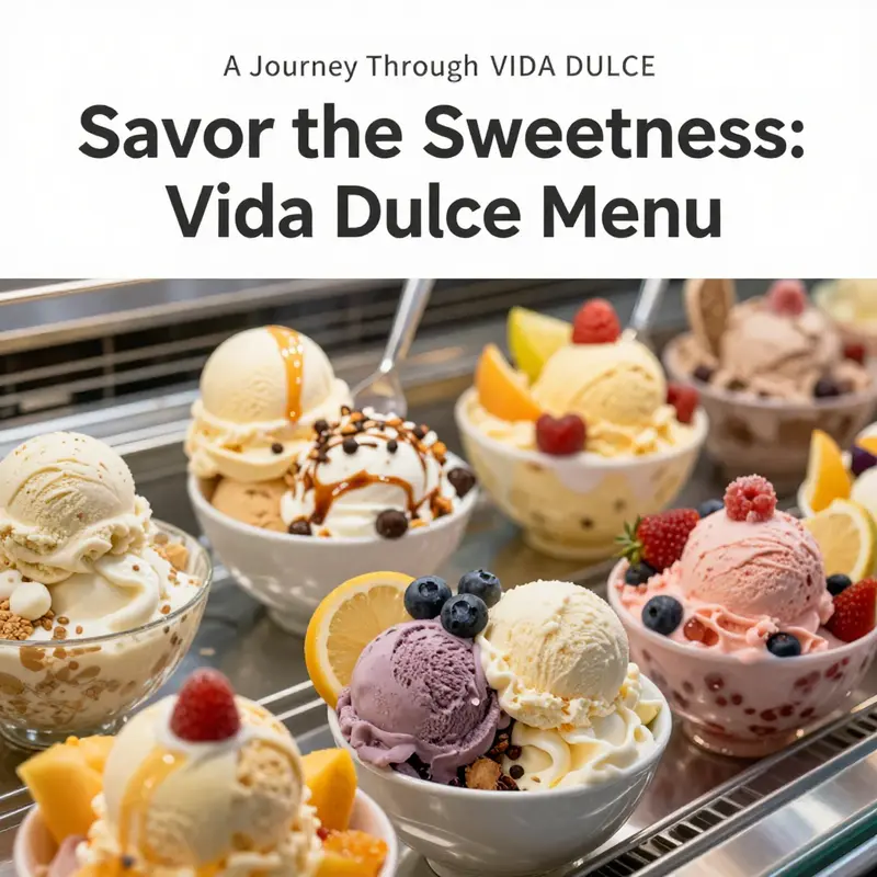 A selection of colorful ice creams and frozen yogurts from the VIDA DULCE menu.