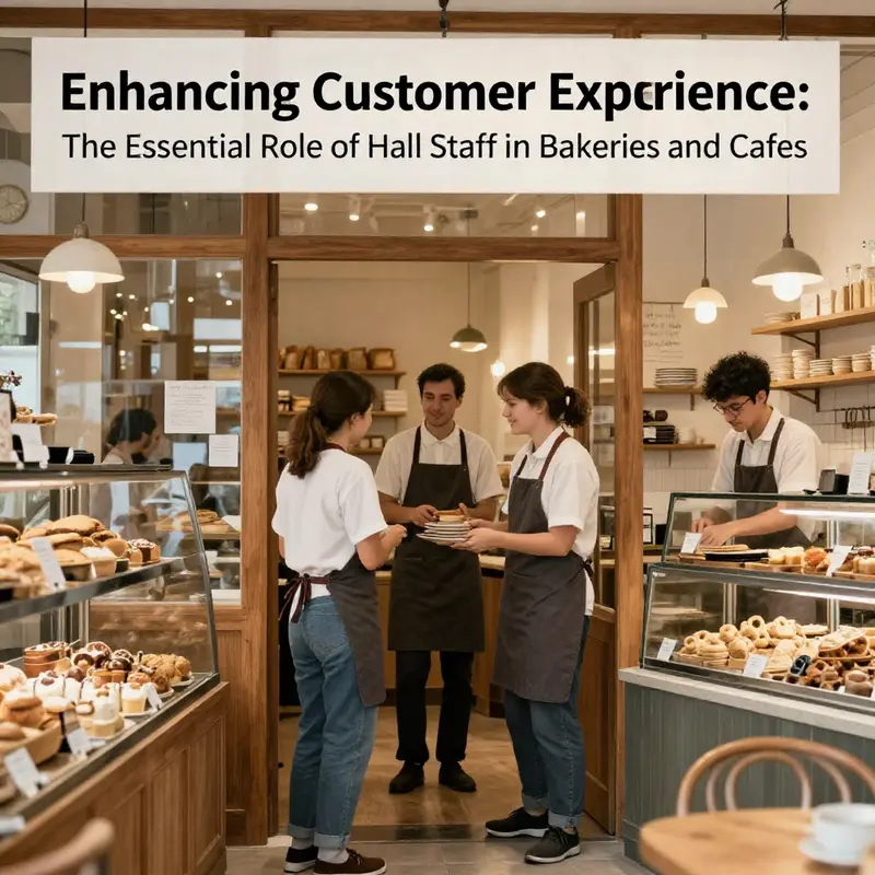 Hall staff create a warm and welcoming environment for customers in a bakery cafe.