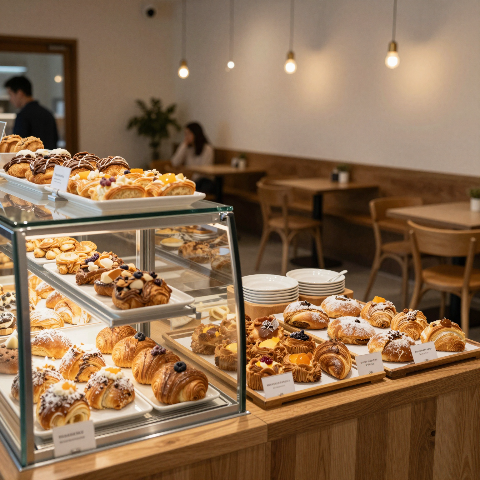 Cozy cafe with baked goods