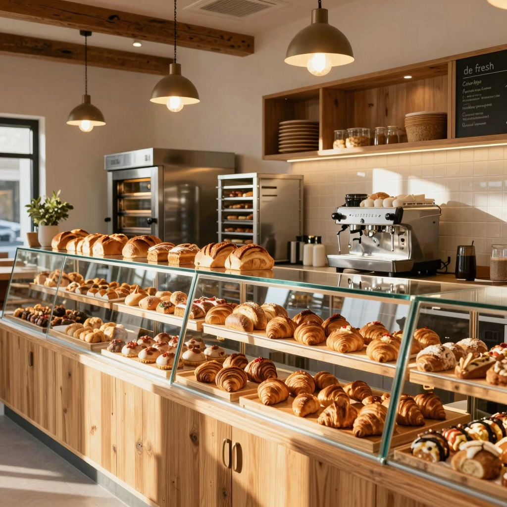 De Fresh Bakery Cafe Interior with Commercial Equipment