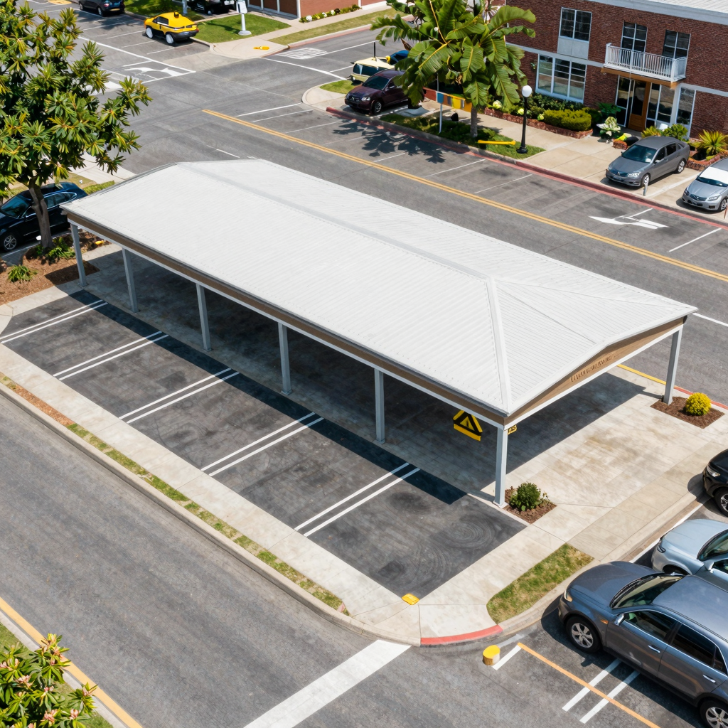 Parking structure layout around Common Bond Bakery and Cafe