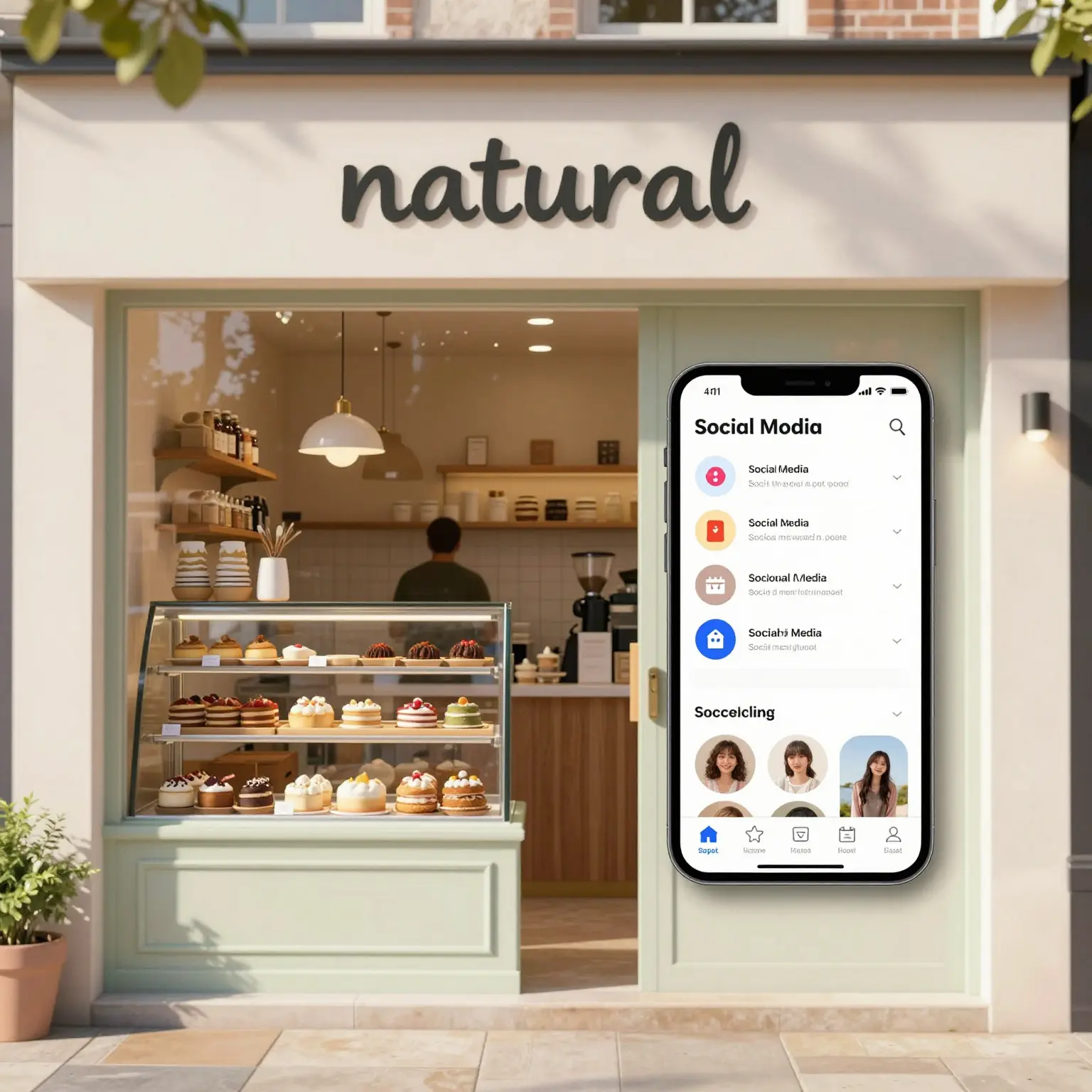 A vibrant bakery storefront symbolizing digital marketing and community engagement