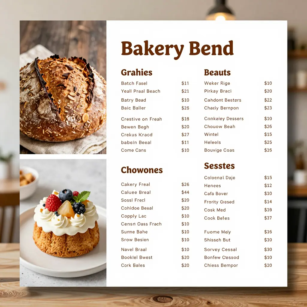 Bakery Cafe Menu