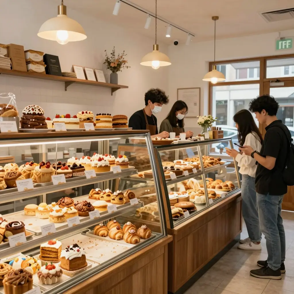 Cozy bakery interior that inspires customers at a small cafe bakery